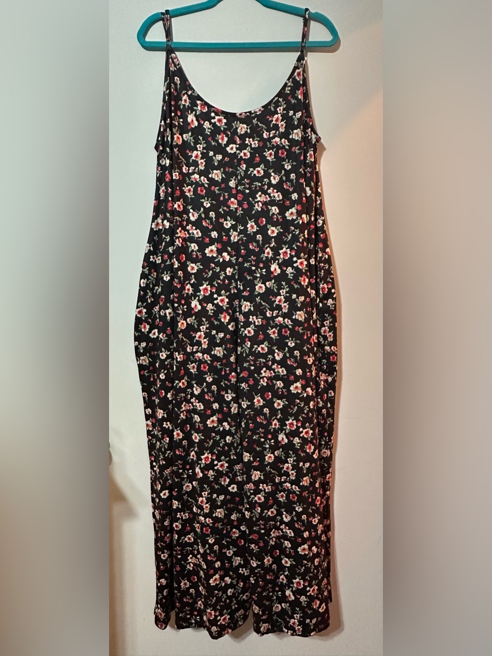 Floral Romper - Black with Red & White Flowers
